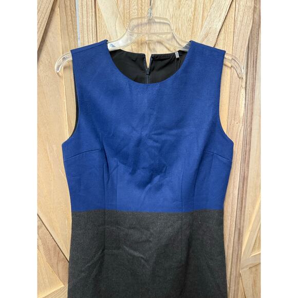 nwt ELIE TAHARI cobalt blue gray soft felt colorblock sleeveless Emory Dress - Picture 10 of 12